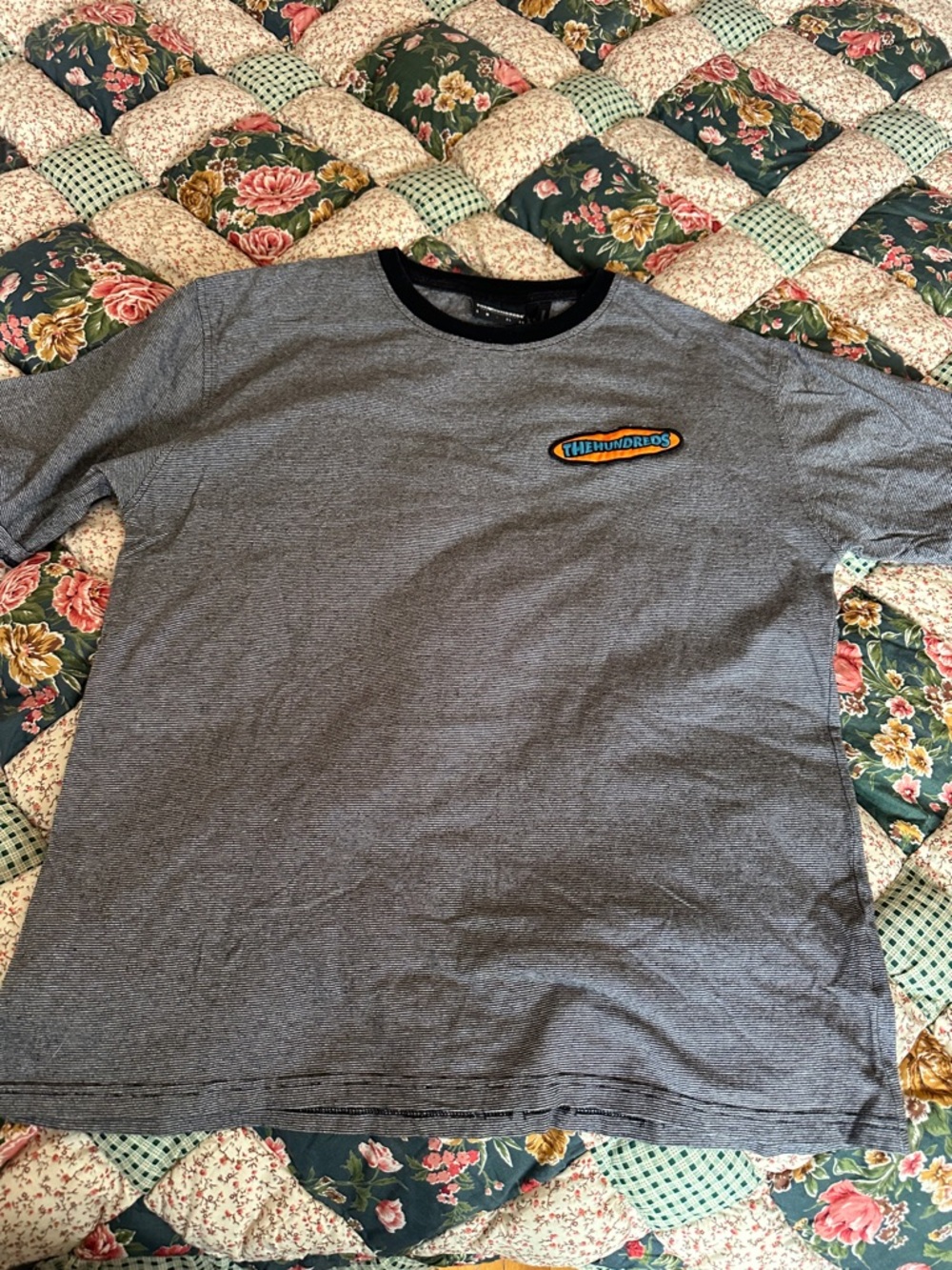 A—The Hundreds Grey Ringer Short Sleeve Tee with Black Collar